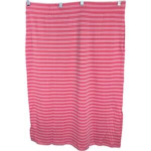 Isaac‎ Mizrahi Live Pink White Stripe Skirt XL Pull On Cotton Blend